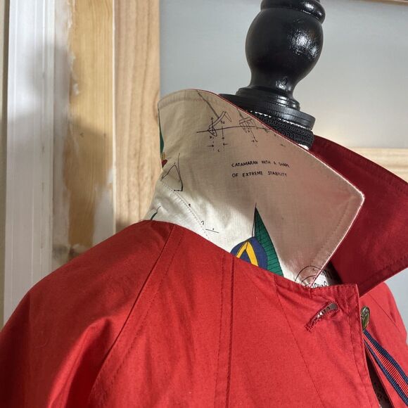 Fox Run Women Jacket Red Long Trench Cotton Fall Winter Coat - Picture 5 of 13